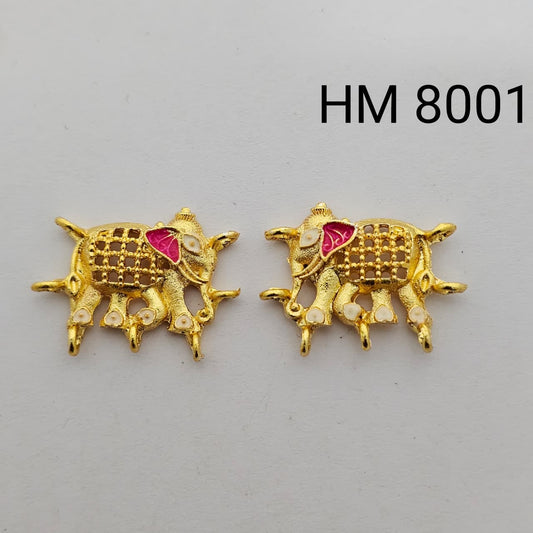 Traditional Gold Plated Enamel Stud Earrings 10 pcs (HM 8001)