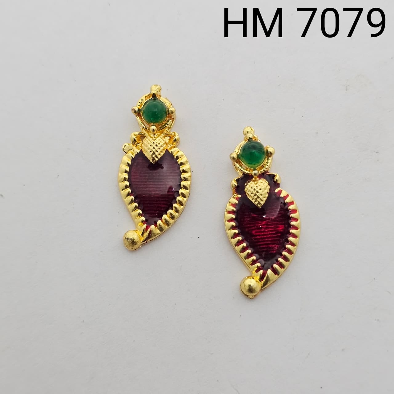 Traditional Gold Plated Enamel Stud Earrings (10 pcs)HM 7079