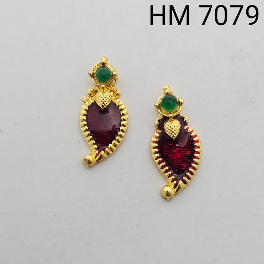 Traditional Gold Plated Enamel Stud Earrings (10 pcs)HM 7079