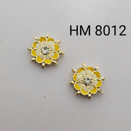 Traditional Gold Plated Enamel Stud Earrings 10 pcs (HM 8012)