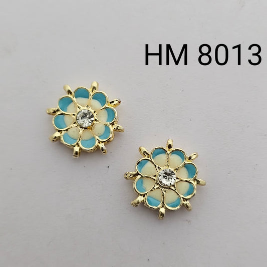 Traditional Gold Plated Enamel Stud Earrings 10 pcs (HM 8013)