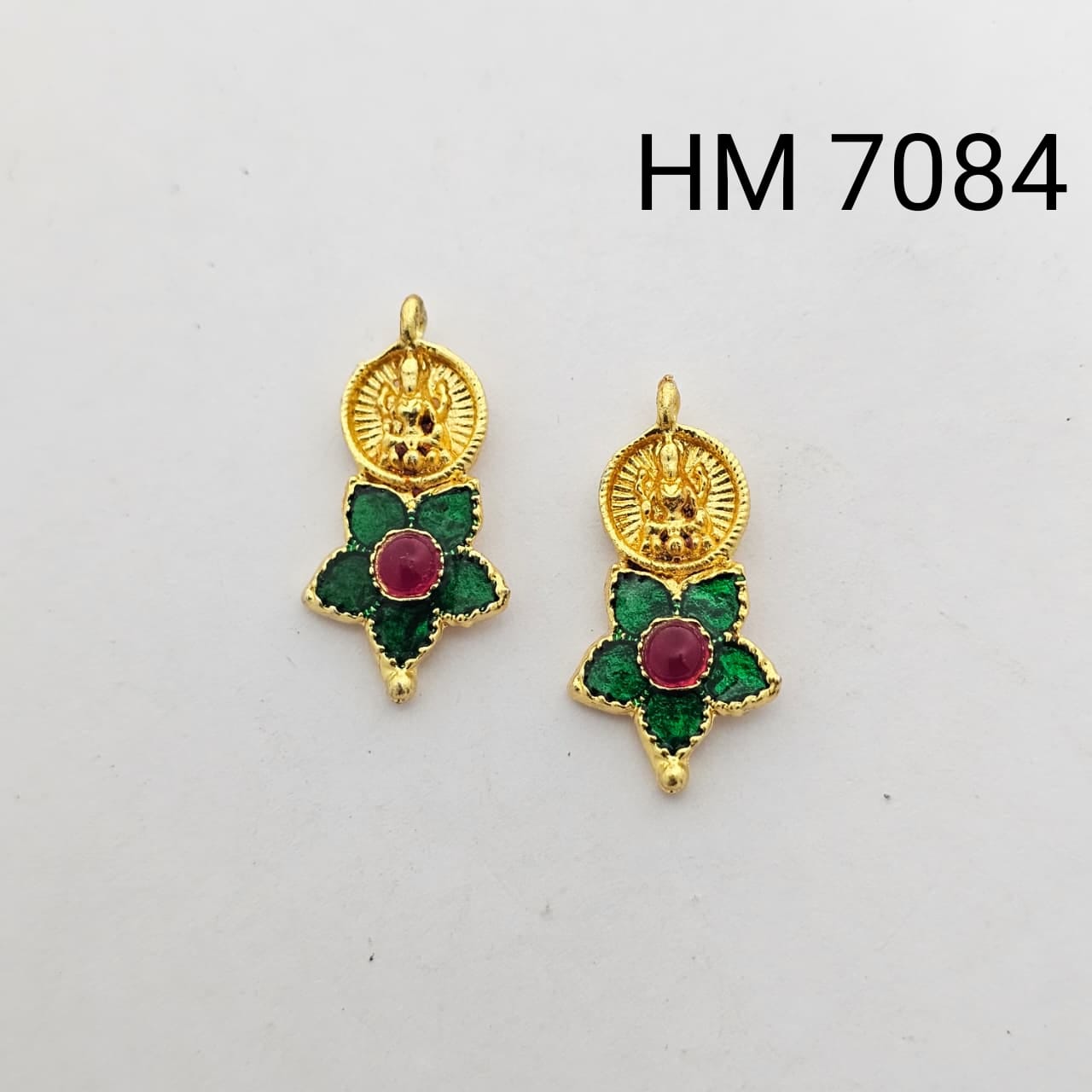 Traditional Gold Plated Enamel Stud Earrings 10 pcs (HM 7084)