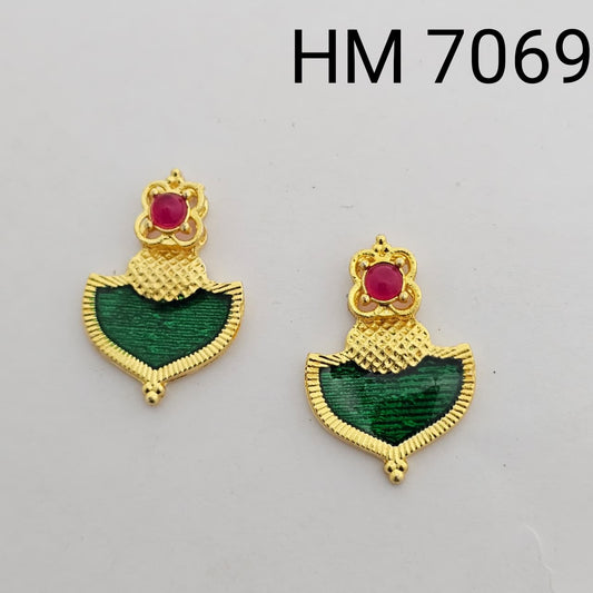 Traditional Gold Plated Enamel Stud Earrings(10 pcs) HM7069