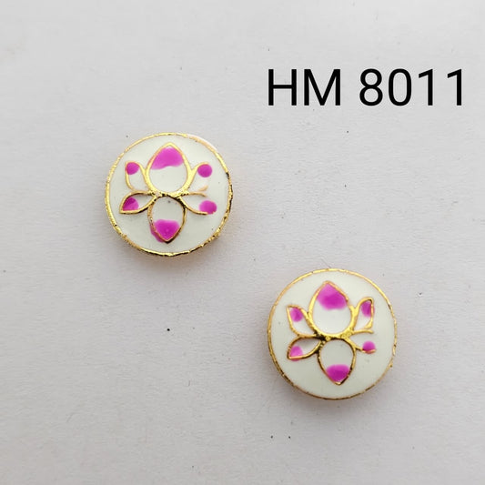 Traditional Gold Plated Enamel Stud Earrings 12 pcs (HM 8011)