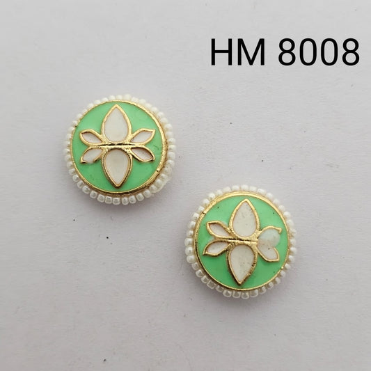 Traditional Gold Plated Enamel Stud Earrings 10 pcs (HM 8008)