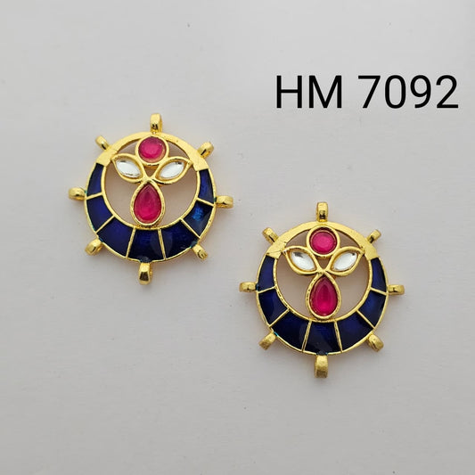 Traditional Gold Plated Enamel Stud Earrings 10 pcs (HM 7092)