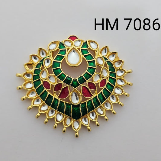 Traditional Gold Plated Enamel Stud Earrings 2 pcs (HM 7086)
