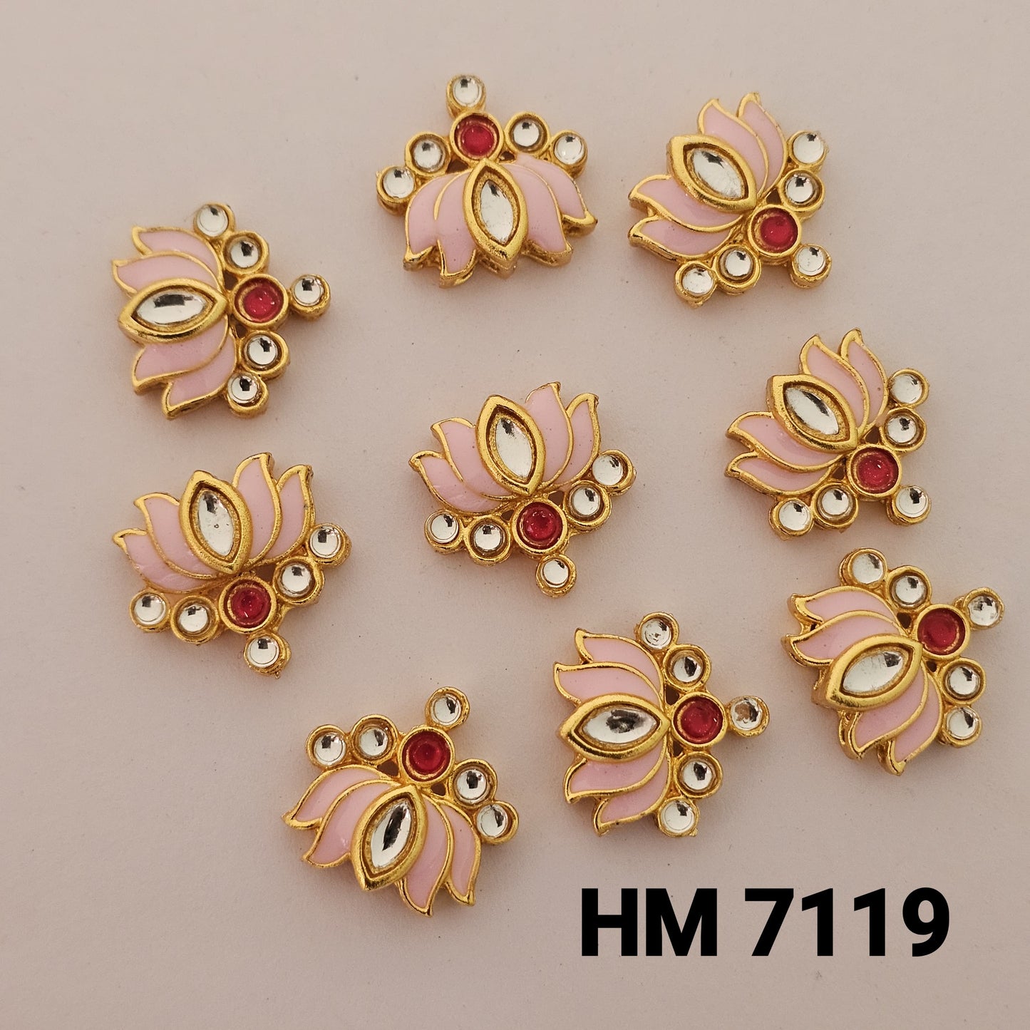 Traditional Gold Plated Enamel Stud Earrings 12 Pcs (HM 7119)