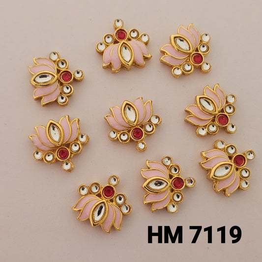Traditional Gold Plated Enamel Stud Earrings 12 Pcs (HM 7119)
