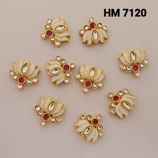 Traditional Gold Plated Enamel Stud Earrings 12 pcs (HM 7120)