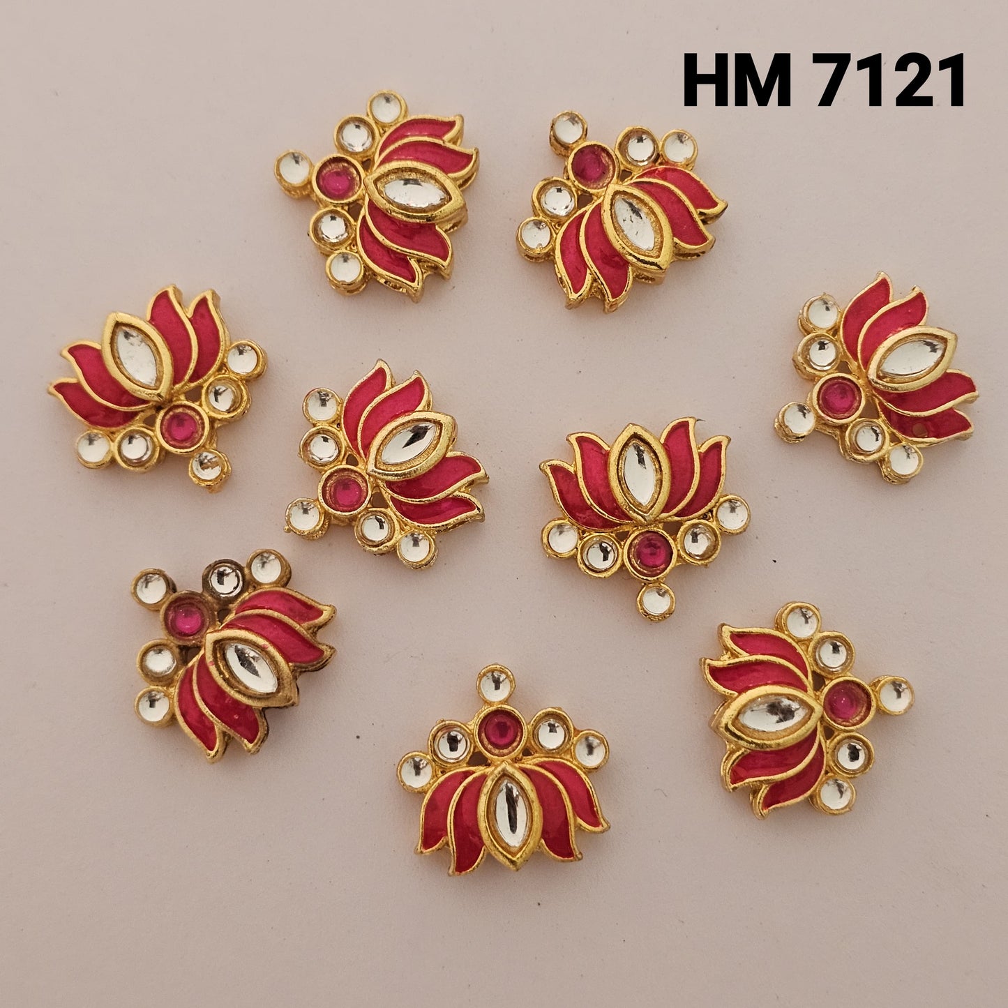 Traditional Gold Plated Enamel Stud Earrings 12 pcs (HM 7121)