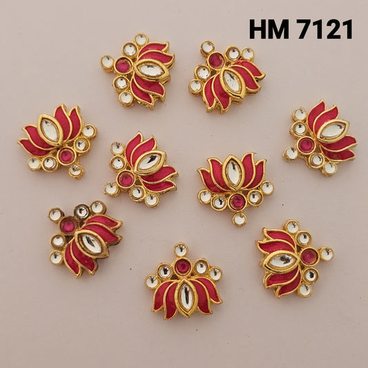 Traditional Gold Plated Enamel Stud Earrings 12 pcs (HM 7121)