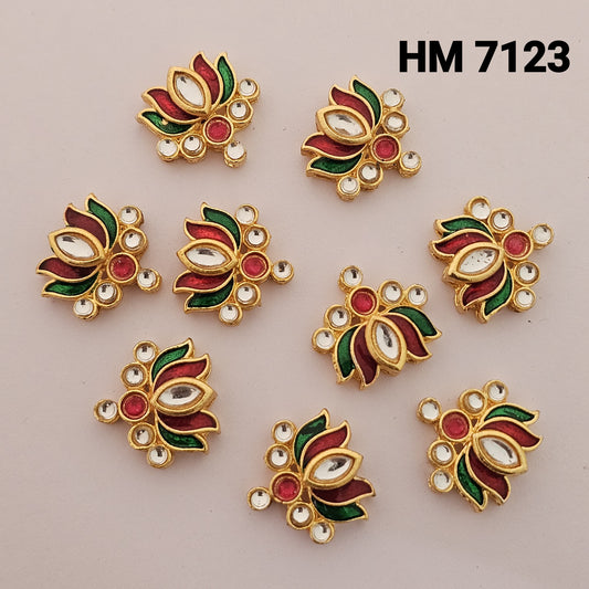 Traditional Gold Plated Enamel Stud Earrings 12 pcs (HM 7123)