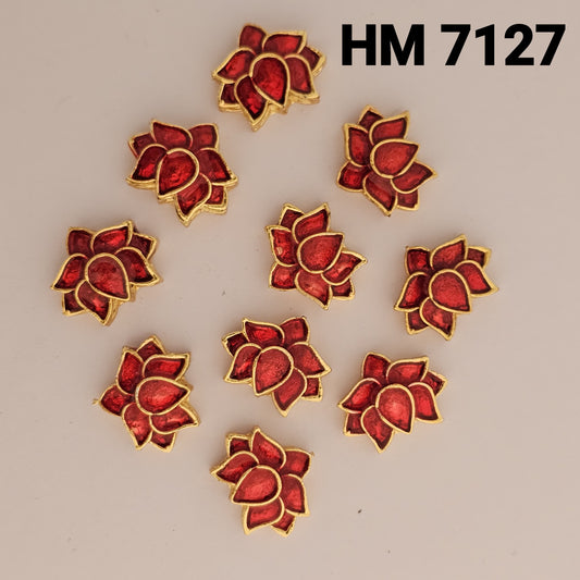 Traditional Gold Plated Enamel Stud Earrings 10 pcs (HM 7127)