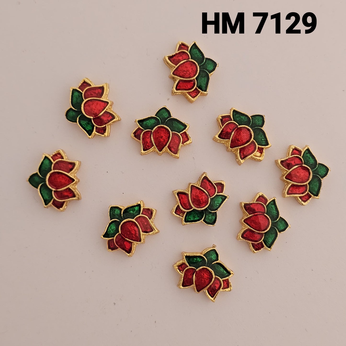 Traditional Gold Plated Enamel Stud Earrings 10 pcs (HM 7129)