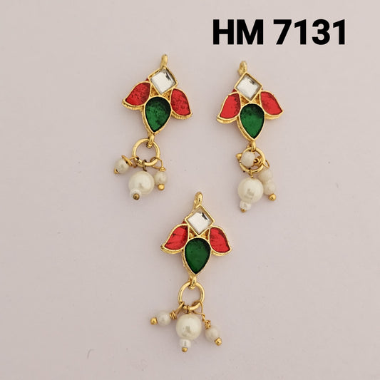 Traditional Gold Plated Enamel Stud Earrings 10 pcs (HM 7131)