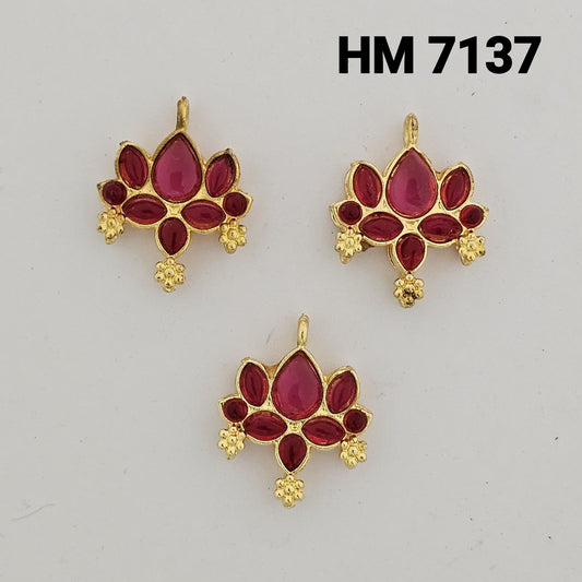 Traditional Gold Plated Enamel Stud Earrings 12 pcs (HM 7137)