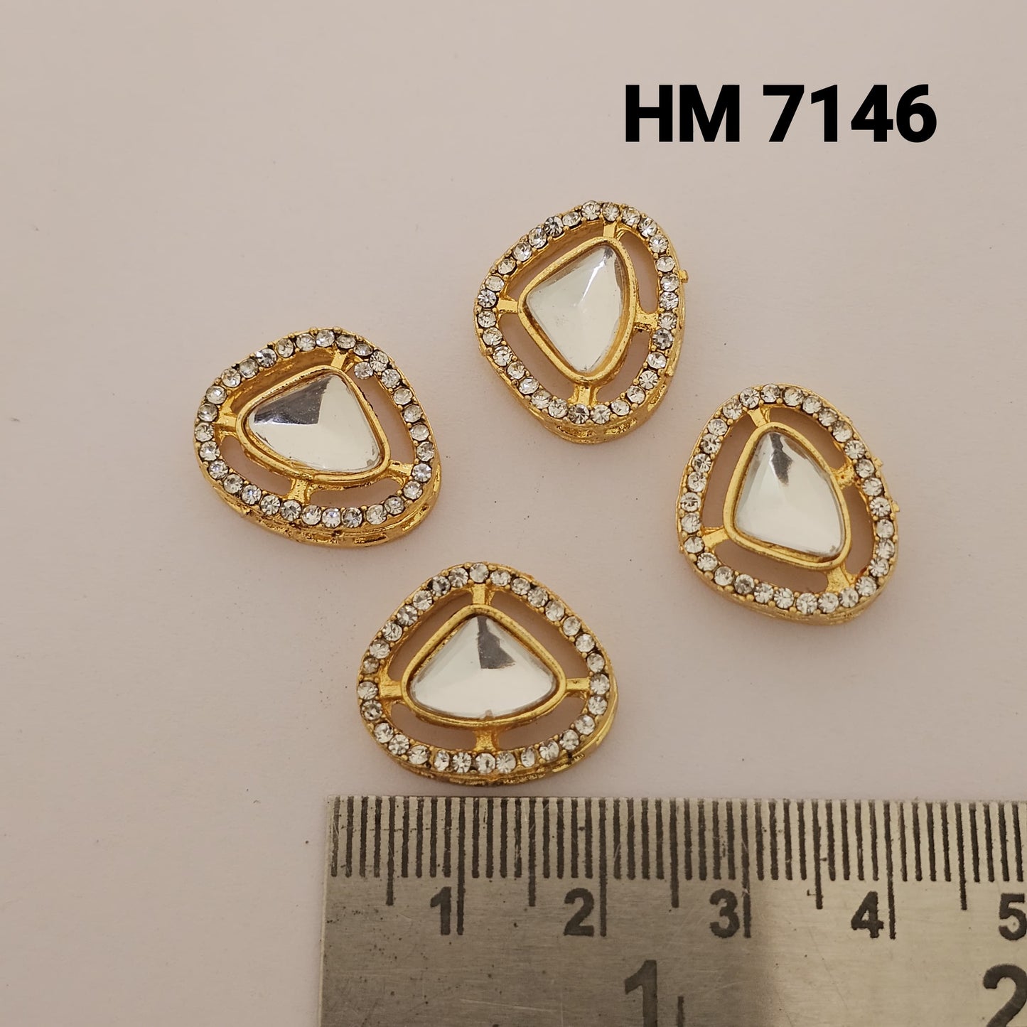 Triangle Mirror Stone Kundan Button 12 pcs (HM 7146)