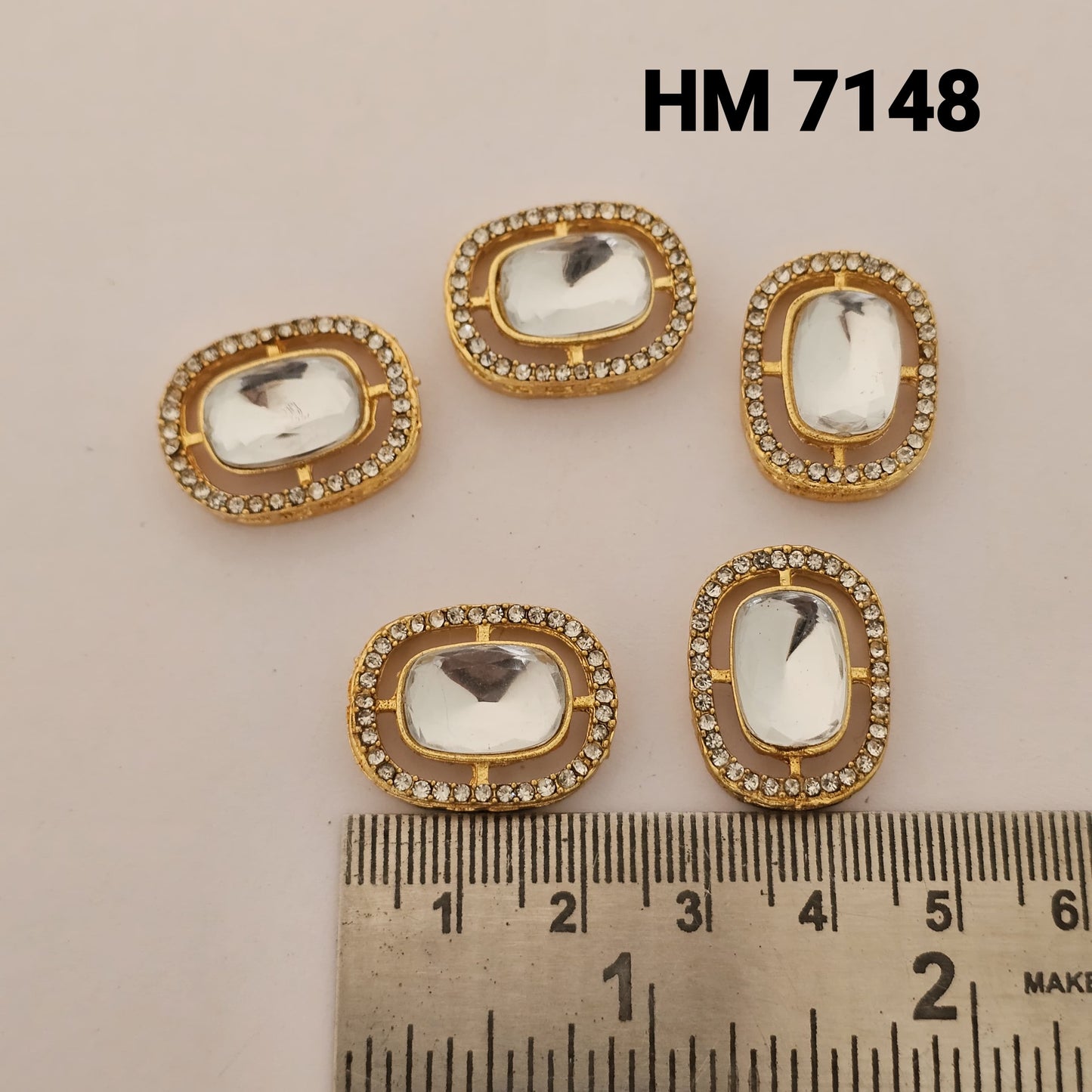 Mirror Stone Kundan Button 12 pcs (HM 7148)