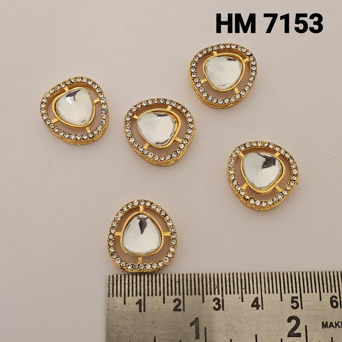 Round square Mirror Stone Kundan Button 12 pcs (HM 7153)