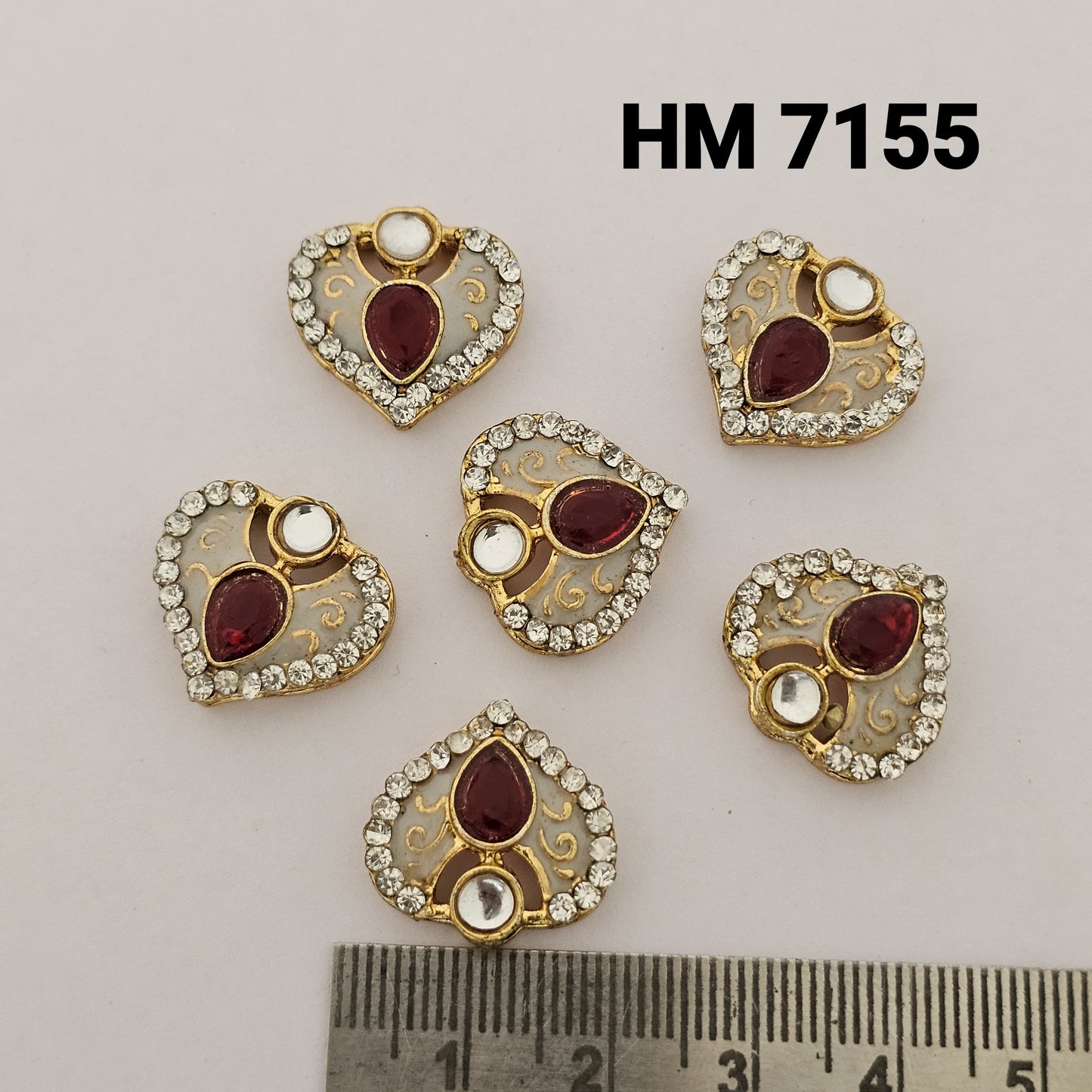 heart-shaped base featuring a teardrop-shaped stone 12 pcs (HM 7155)
