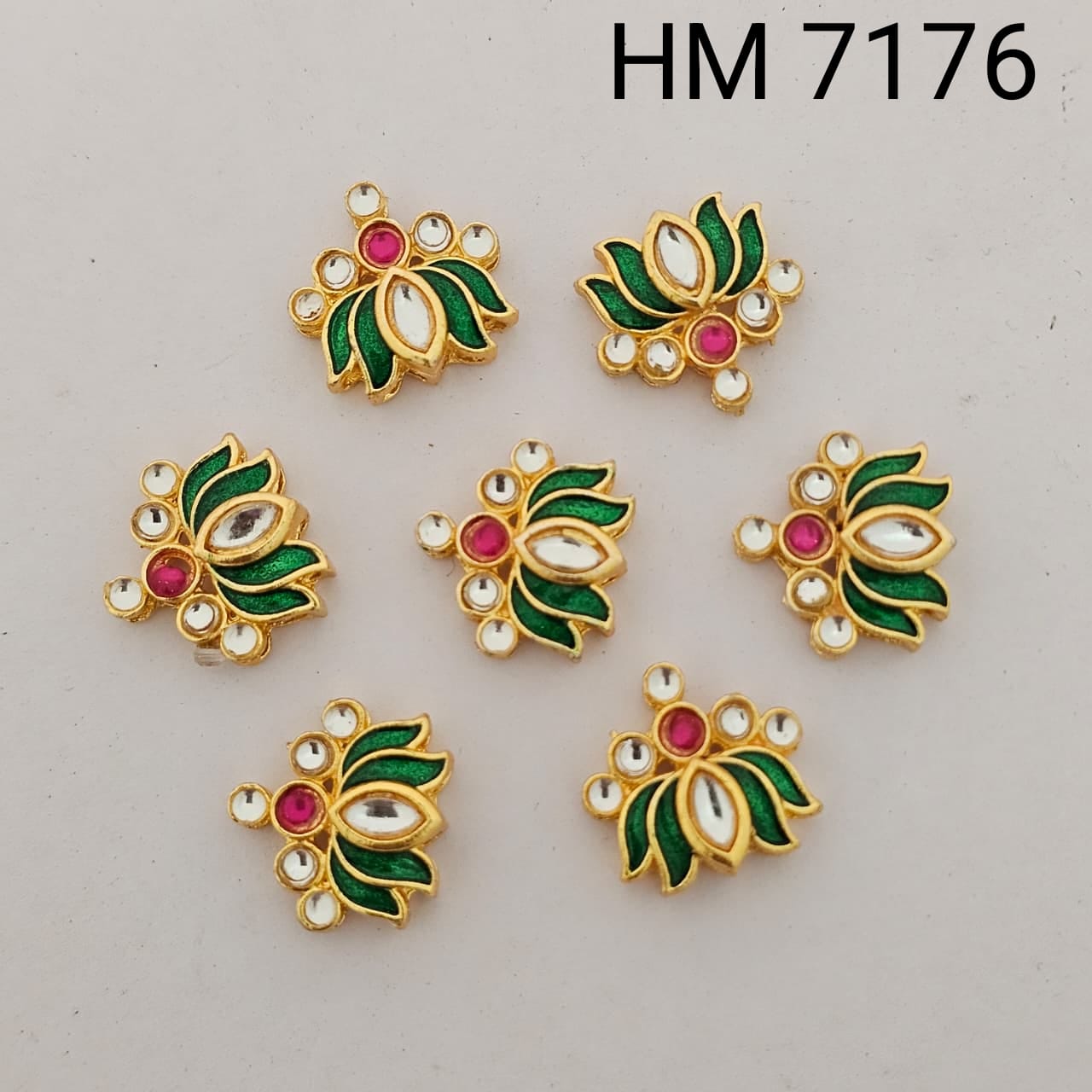 Traditional Kundan Meenakari Gold Plated stone 12 pcs (HM 7176)