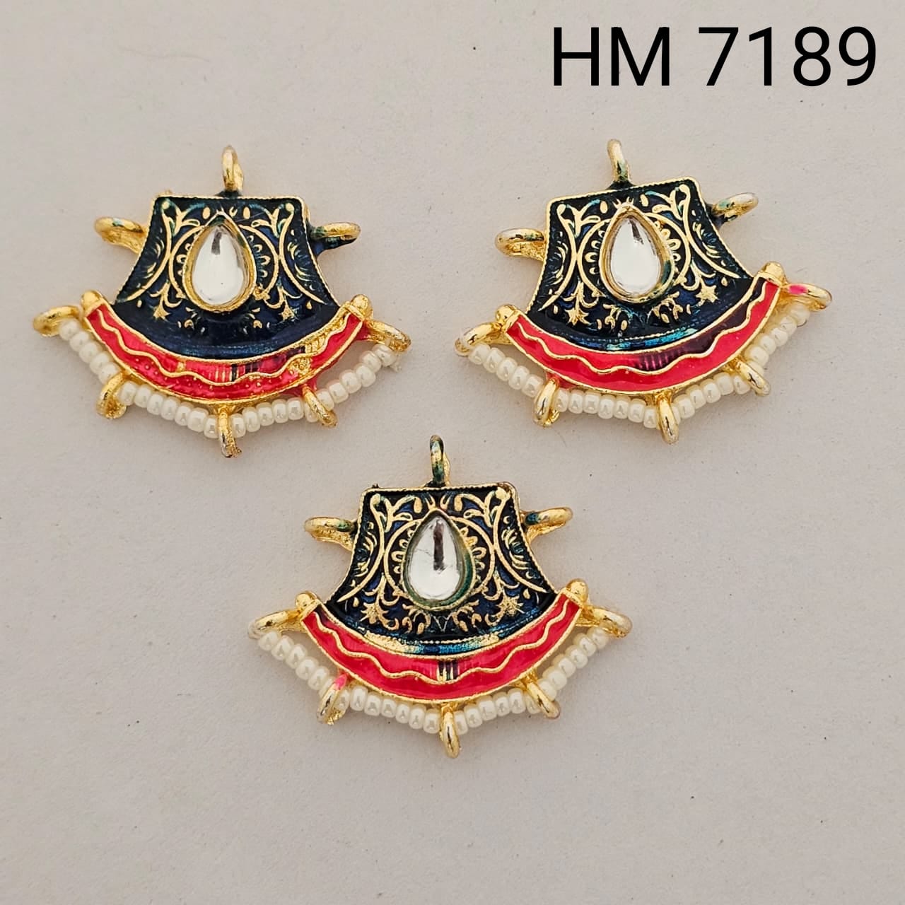👉 Ethnic Meenakari Pearl Drop Pendant 12 pcs (HM 7189)