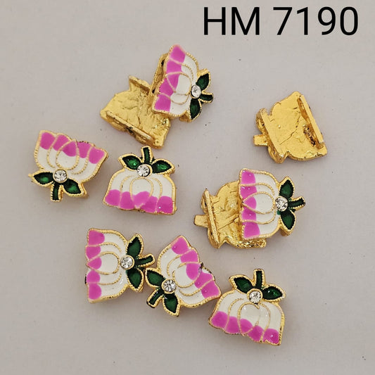 Floral Enamel Stone Connector Charm 10 pcs big  (HM 7190)