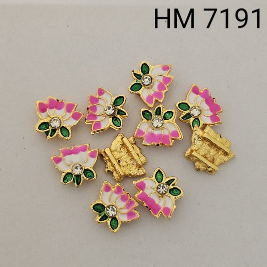 Floral Enamel Stone Connector Charm 10 pcs small (HM 7191)