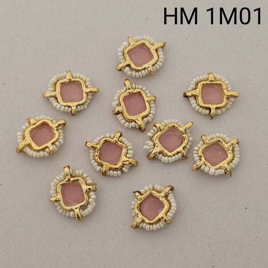 Gold Plated Beaded Glass Stone Connector 12 pcs (HM 1M01)