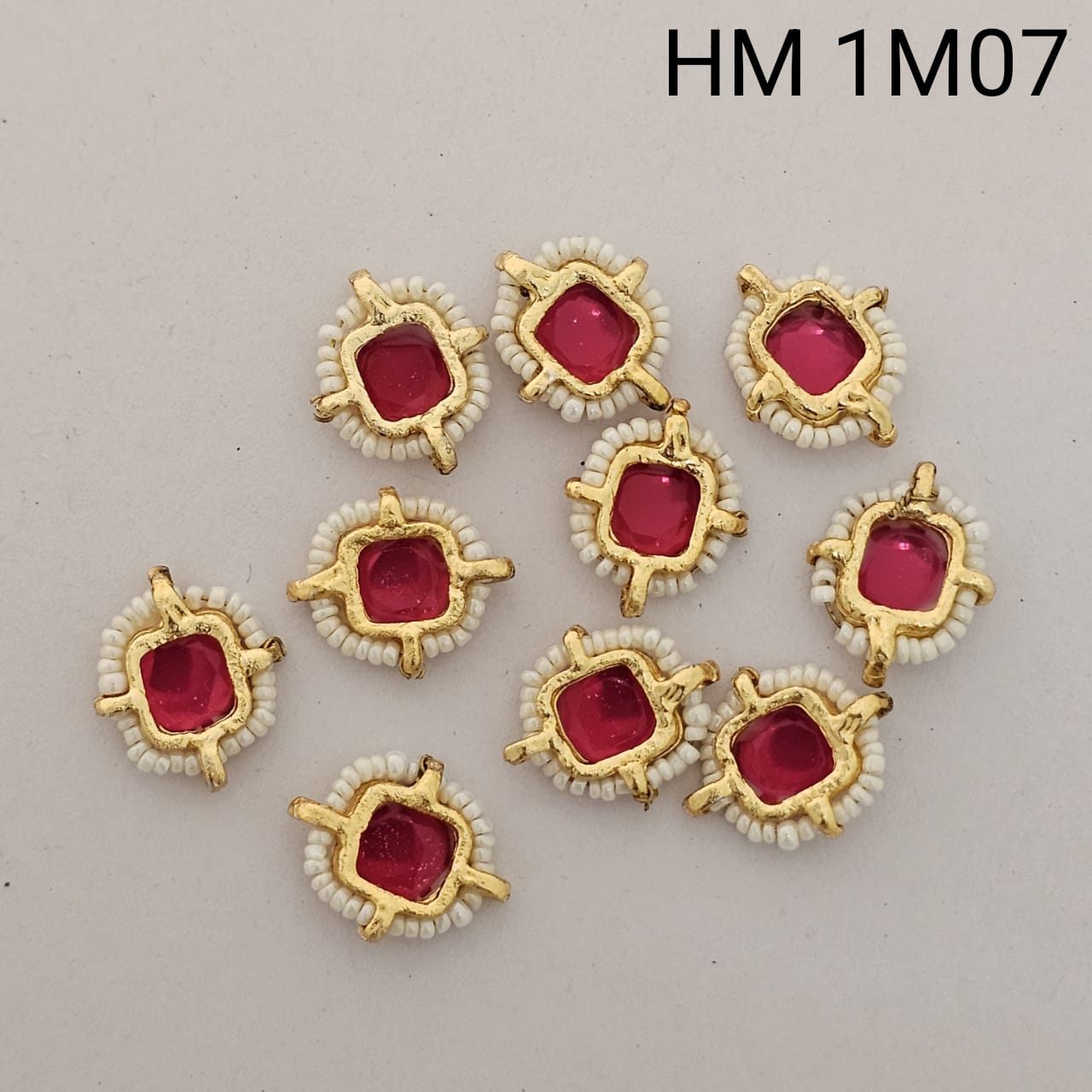 Gold Plated Beaded Glass Stone Connector 12 pcs (HM 1M07)