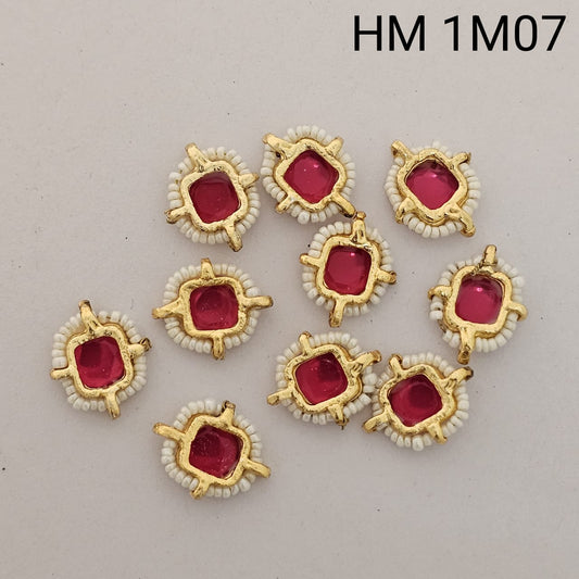 Gold Plated Beaded Glass Stone Connector 12 pcs (HM 1M07)