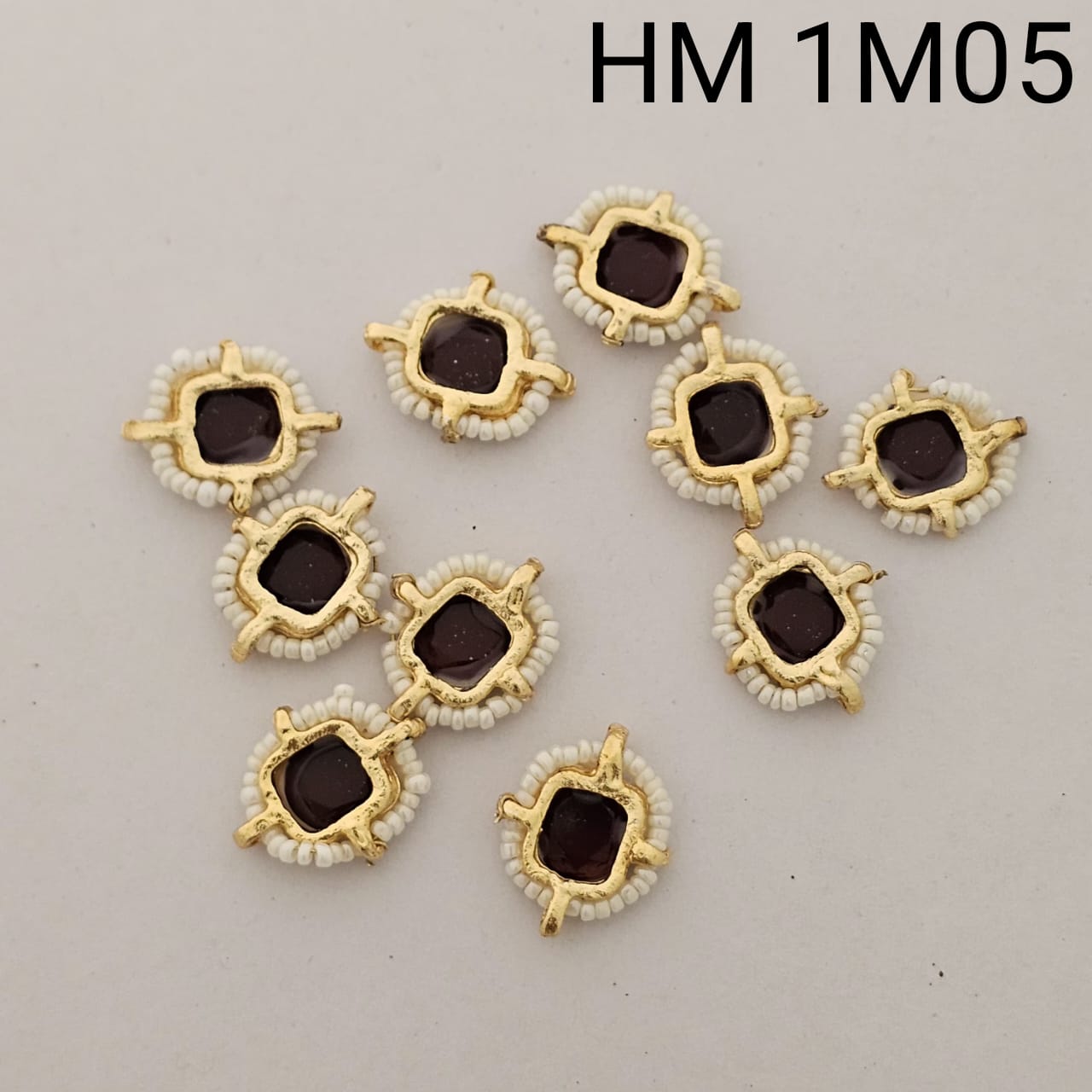 Gold Plated Beaded Glass Stone Connector 12 pcs (HM 1M05)