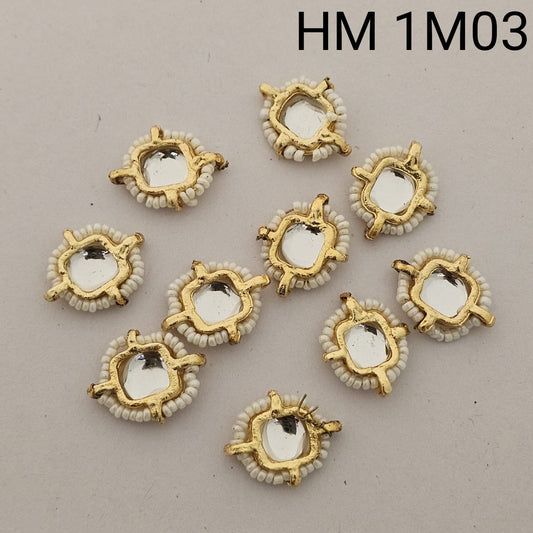 Gold Plated Beaded Glass Stone Connector 12 pcs (HM 1M03)