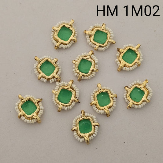 Gold Plated Beaded Glass Stone Connector 12 pcs (HM 1M02)