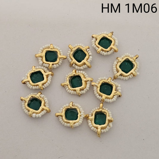 Gold Plated Beaded Glass Stone Connector 12 pcs (HM 1M06)
