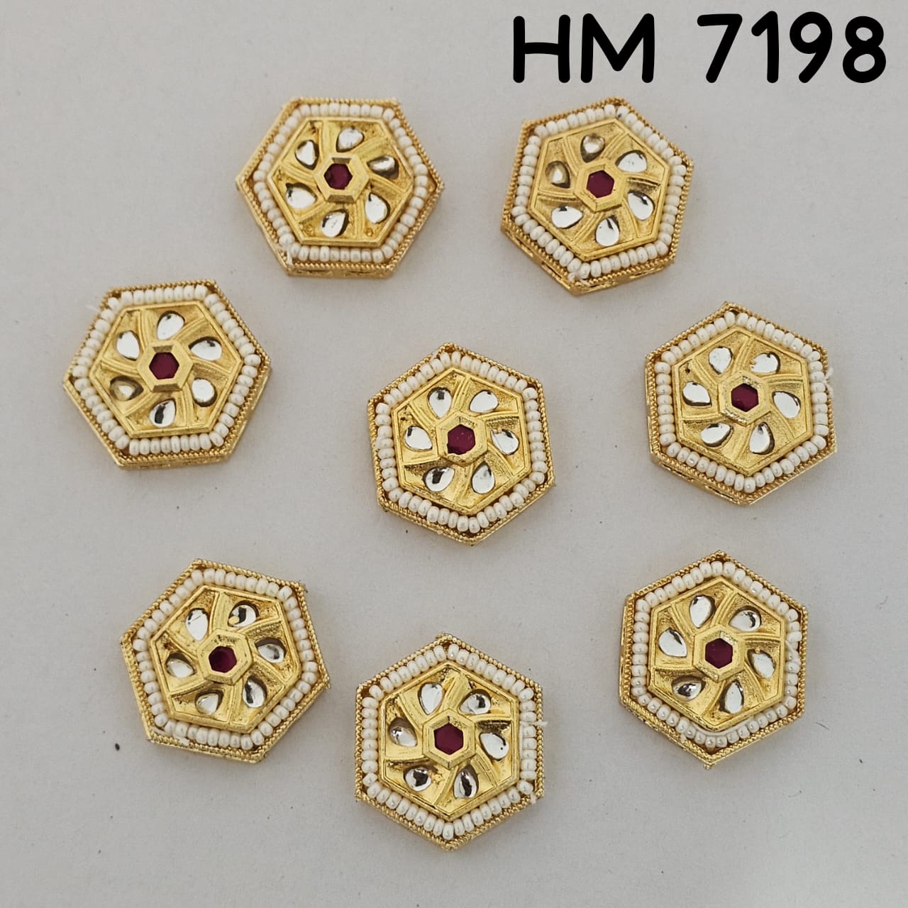 Traditional Kundan Meenakari Gold Plated stone (9 pcs in one pkt) HM 7198