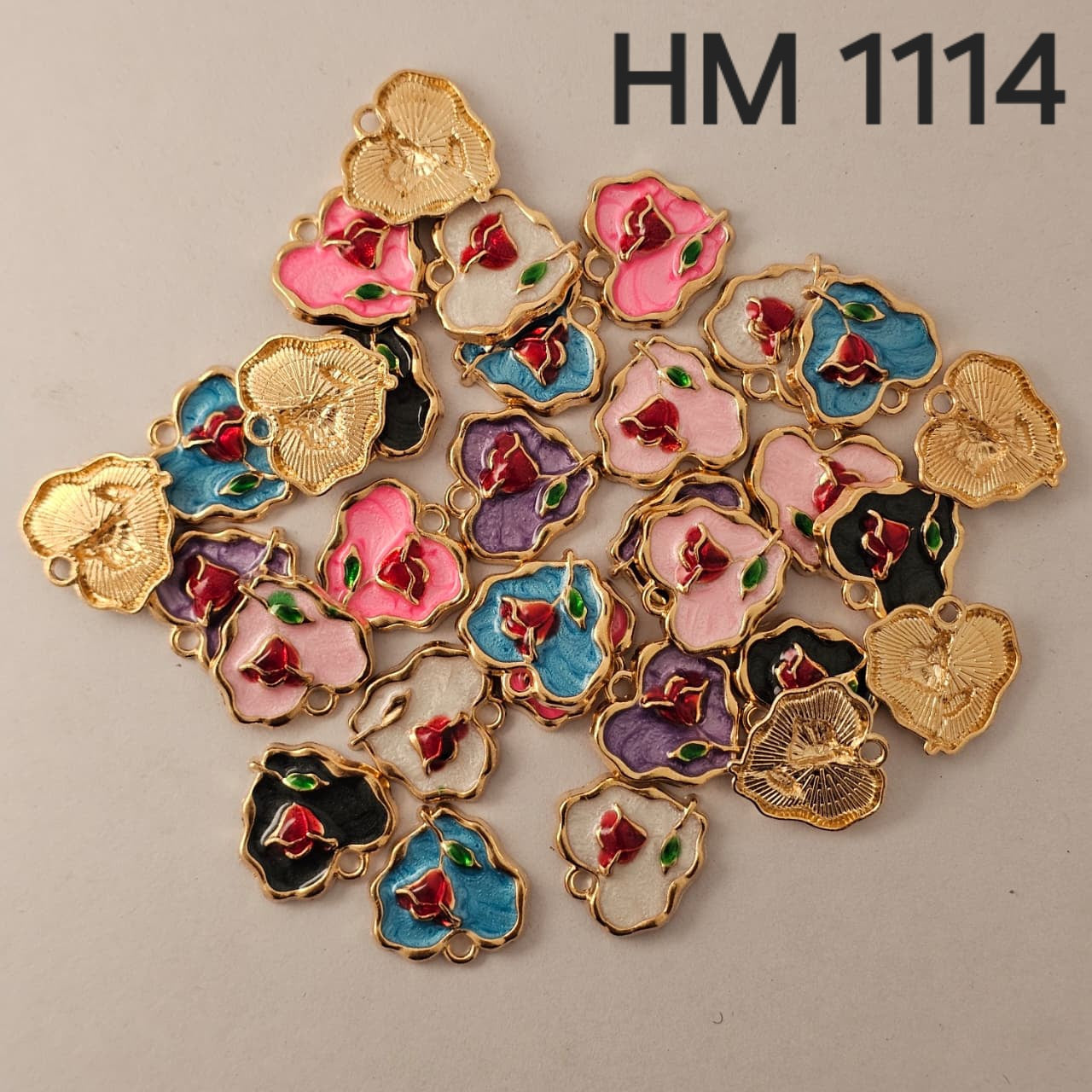 Floral Pearl Enamel Connector  50 pcs (HM 1114)