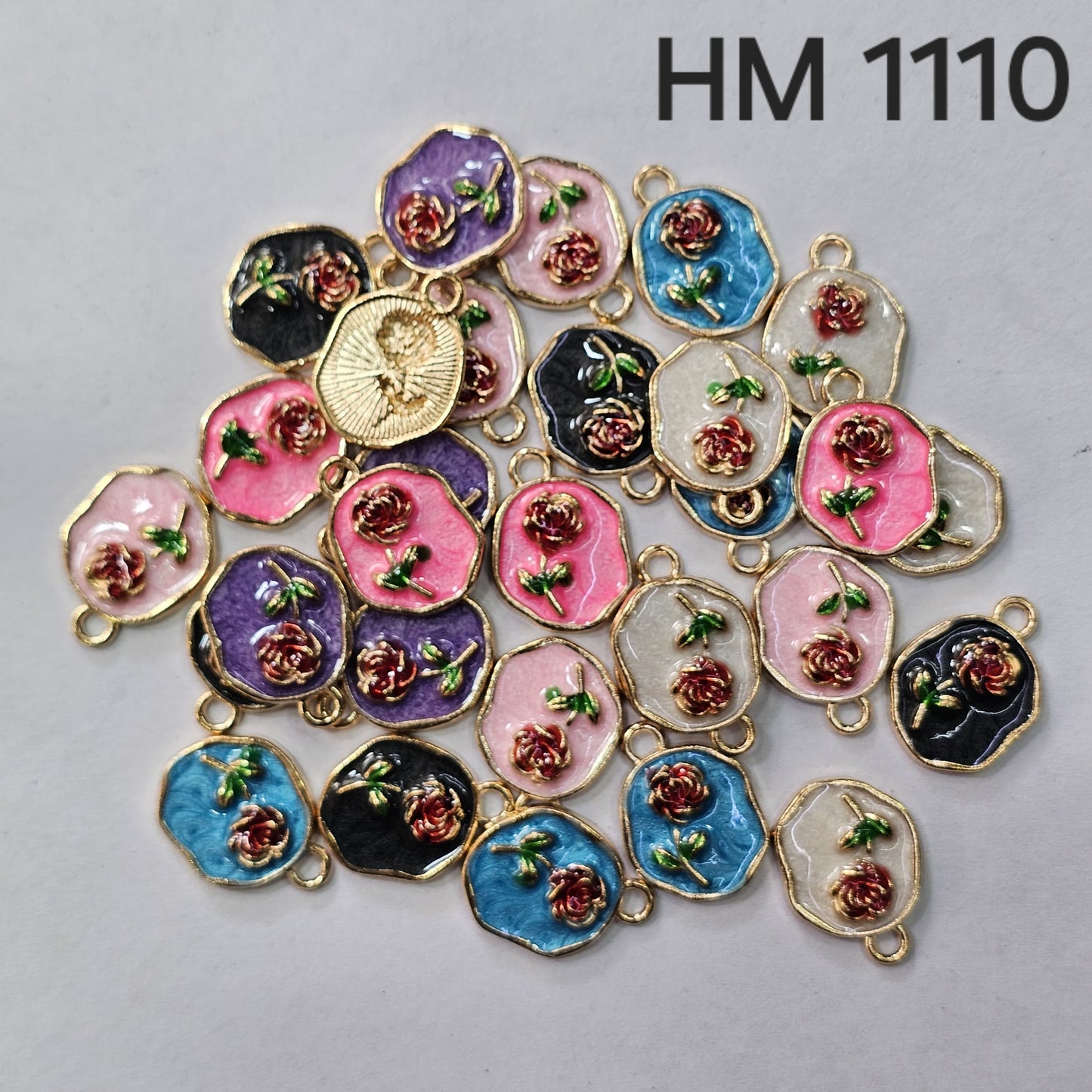 Floral Pearl Enamel Connector  50 pcs (HM 1110)