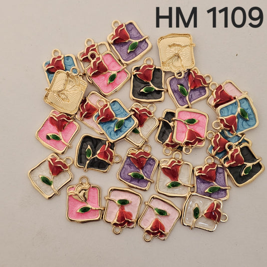Floral Pearl Enamel Connector  50 pcs (HM 1109)