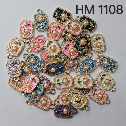 Floral Pearl Enamel Connector  50 pcs (HM 1108)