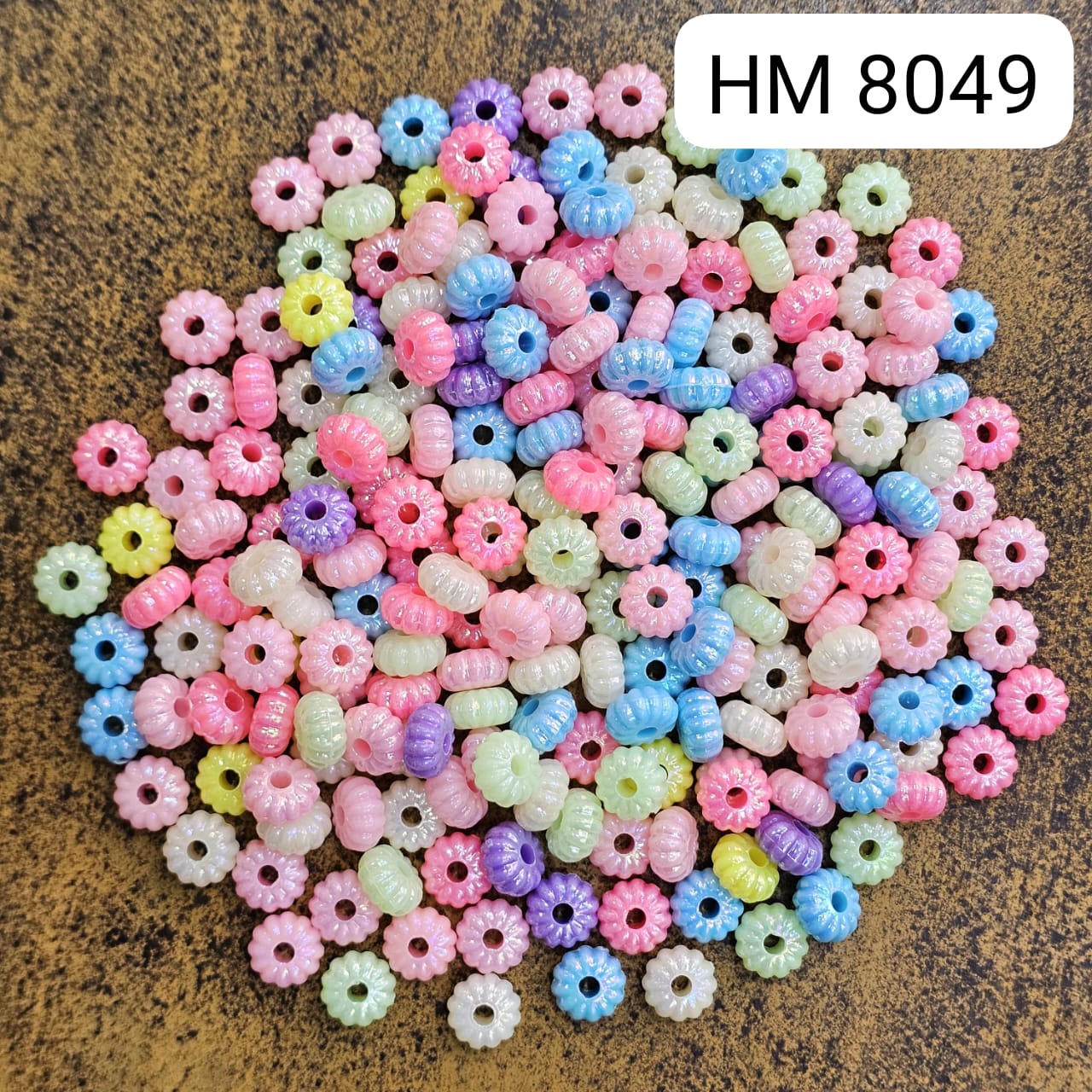 Pastel Round Plastic Beads (500 gram per pkt) HM 8049