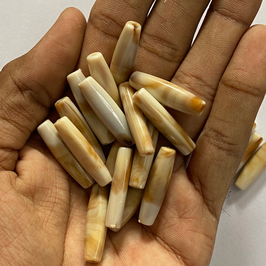 Marbled Amber Tube Beads