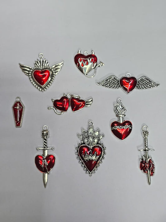 SILVER PLATED ENAMEL CHARMS ( 100 PCS MIX )