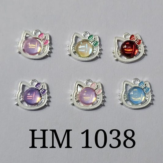 CAT FACE CHARMS 50 PCS MIX SILVER ( HM 1038 )