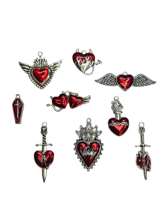 SILVER PLATED ENAMEL CHARMS ( 100 PCS MIX )