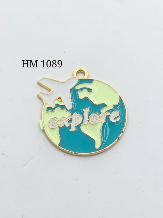 10 Pcs Explore Globe Charm HM 1089
