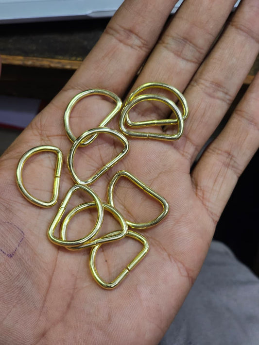 Golden metal D-ring 100 pcs 25 mm