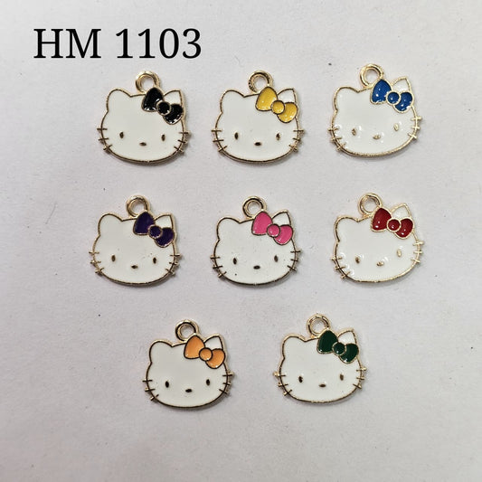Cute Cat Face Enamel Charms with Bow HM 1103