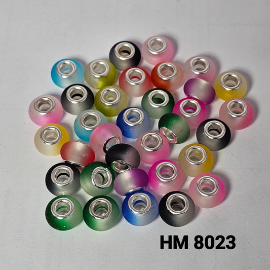 Frosted Glass Charm Beads with Silver Core - HM 8022